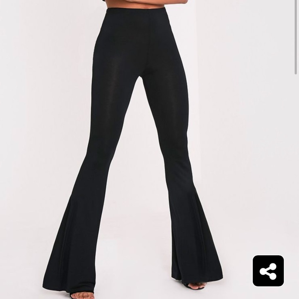 Black jersey flared pants